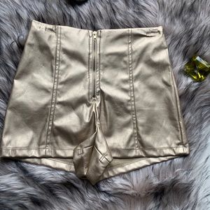 high waisted faux leather shorts